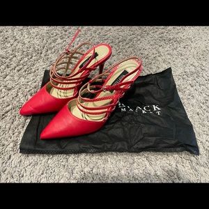 White House Black Market Red strappy heels